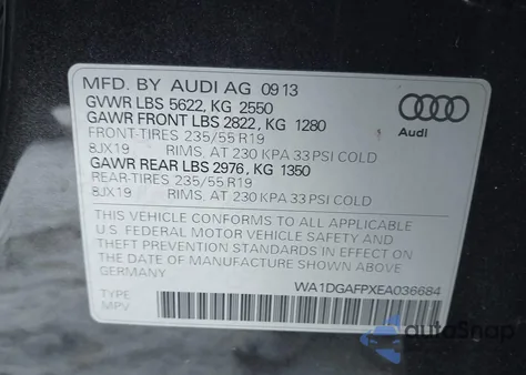 2014 Audi Q5 3.0T Premium Plus из США, поврежденный, VIN WA1DGAFPXEA036684